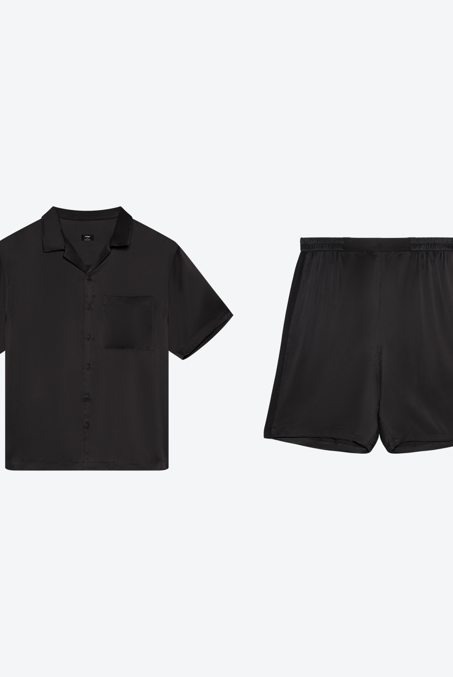 Lunya Men's Washable Silk Button Up Short Set - #Immersed Black