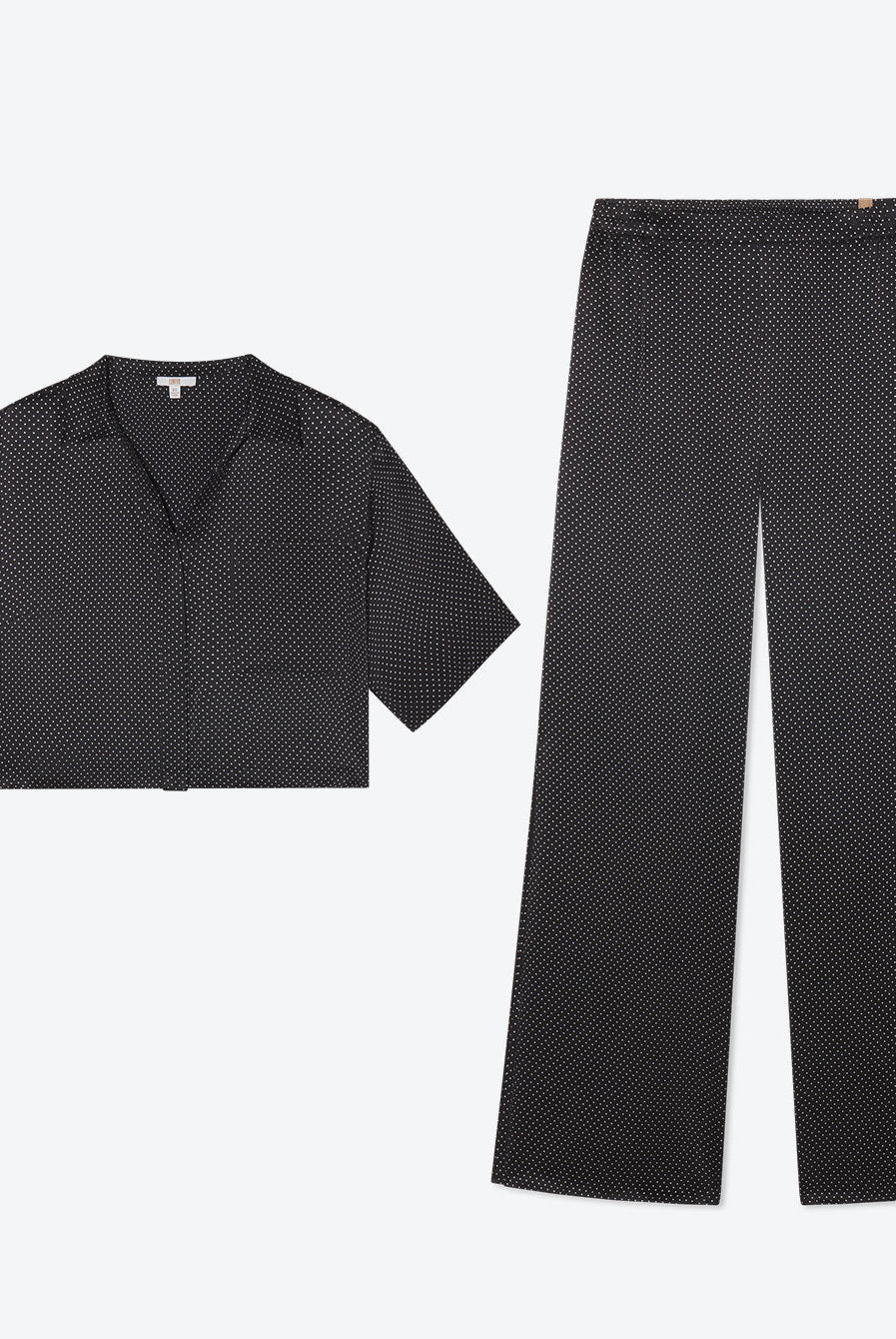 Washable Silk High Rise Pant Set - #Black Ellipsis