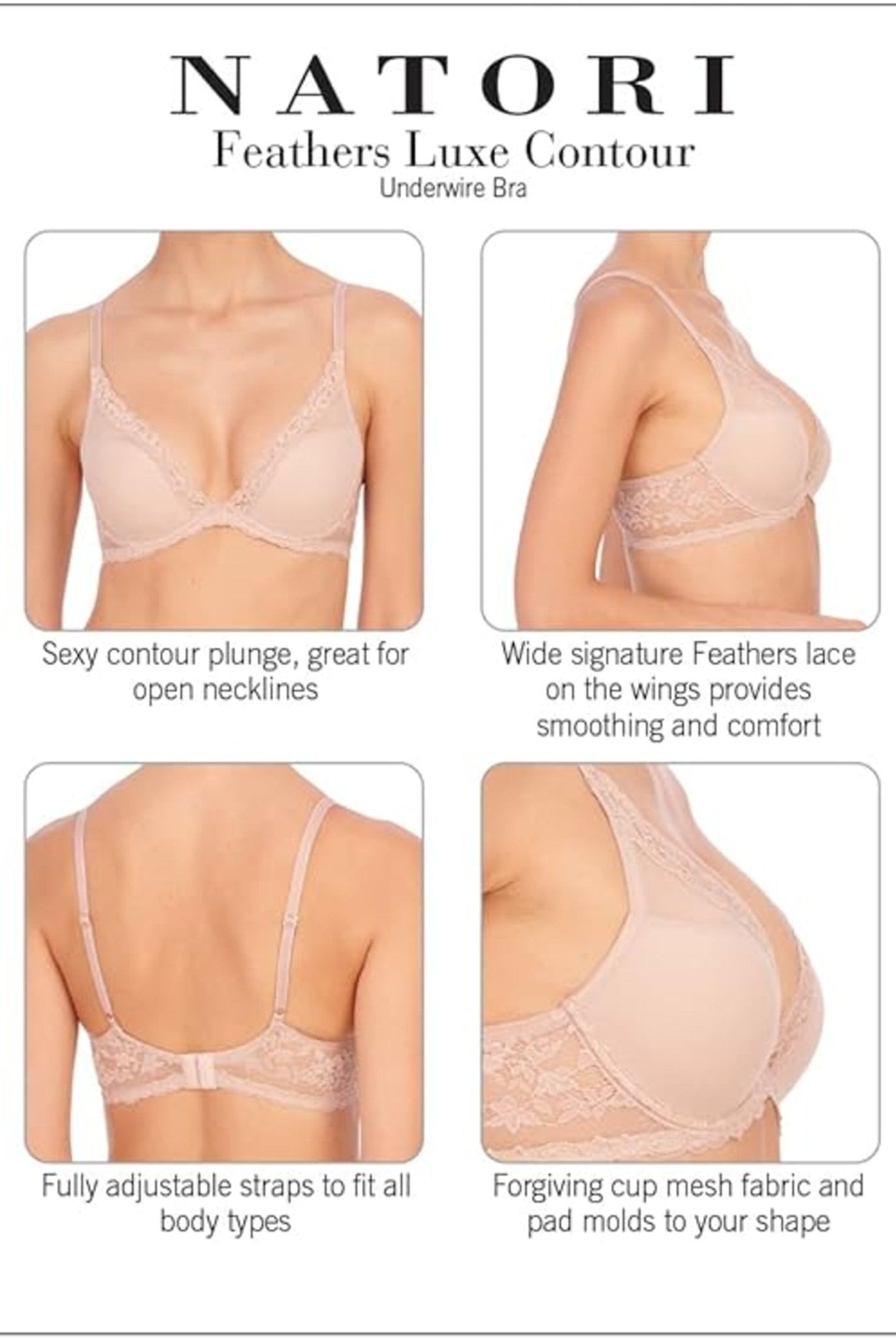 Feathers Luxe Plunge T-Shirt Bra - Plunge - Natori