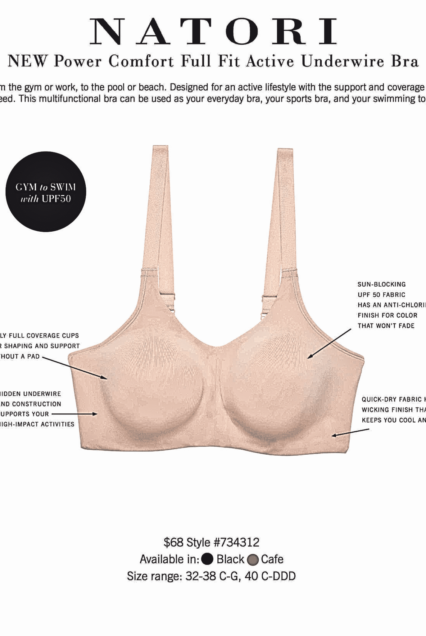 Power Comfort No Bounce All Day Sports Bra - High Impact - Natori