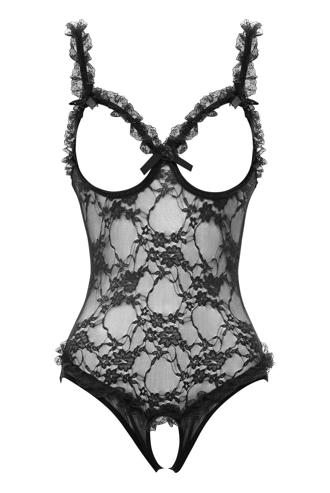 Amber Open Cup Crotchless Teddy With Keyhole Back - Teddy - Oh La La Cheri