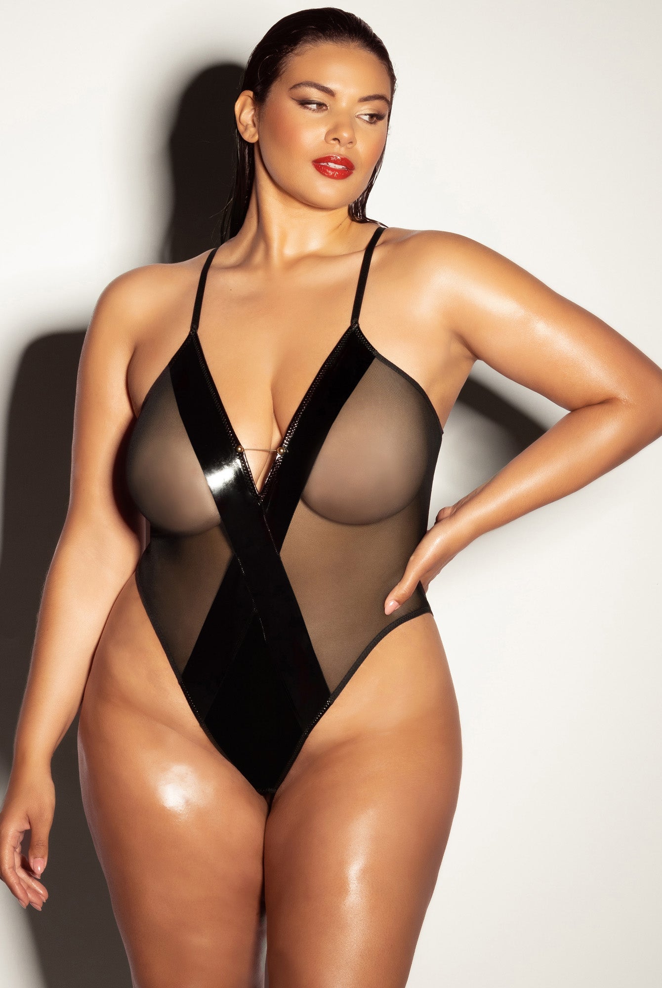 Fetish Curvy Finesse Sheer Teddy - Teddy - Oh La La Cheri