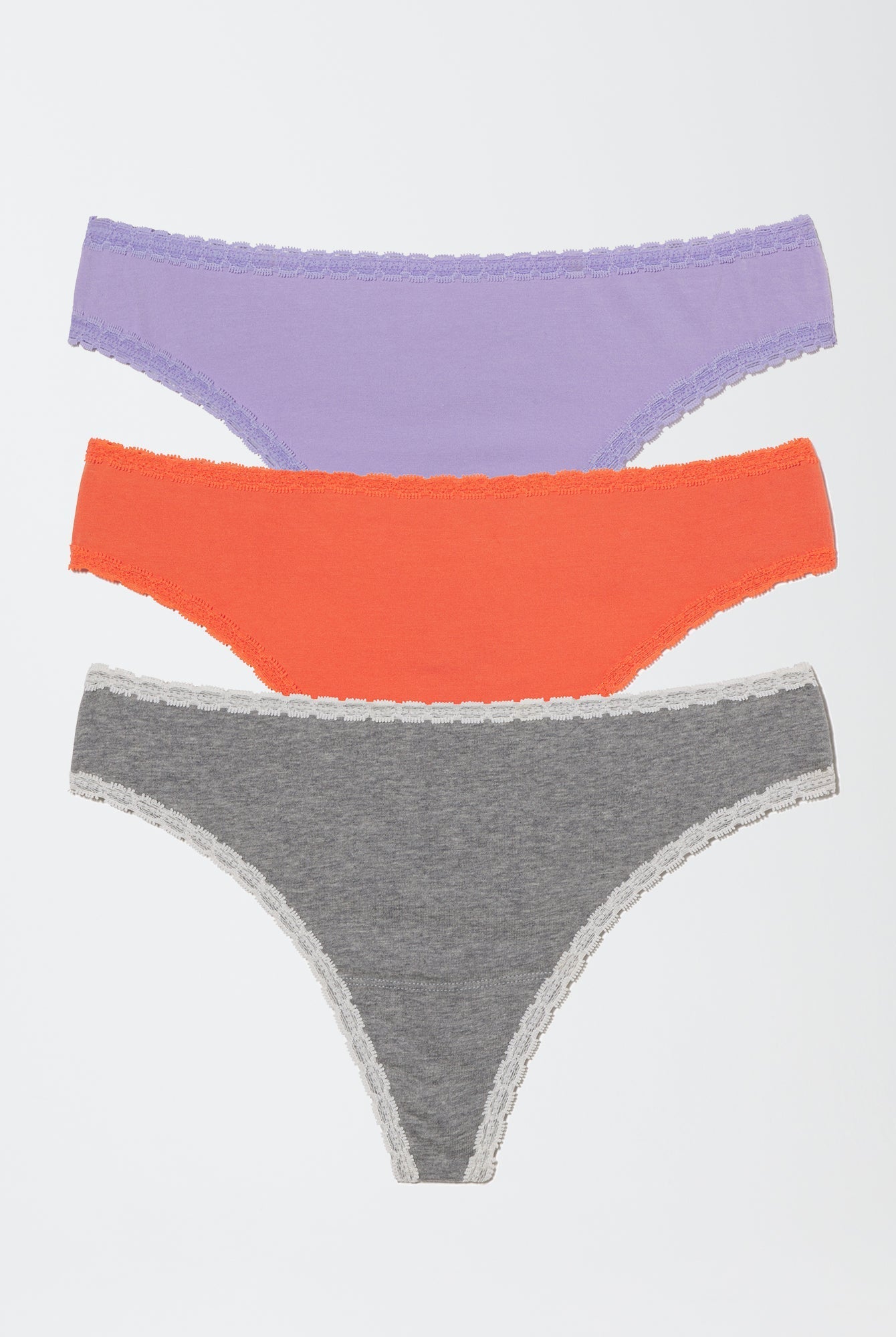 Adorned Hipster Cotton Thong 3 - Pack - Thong - Skarlett Blue