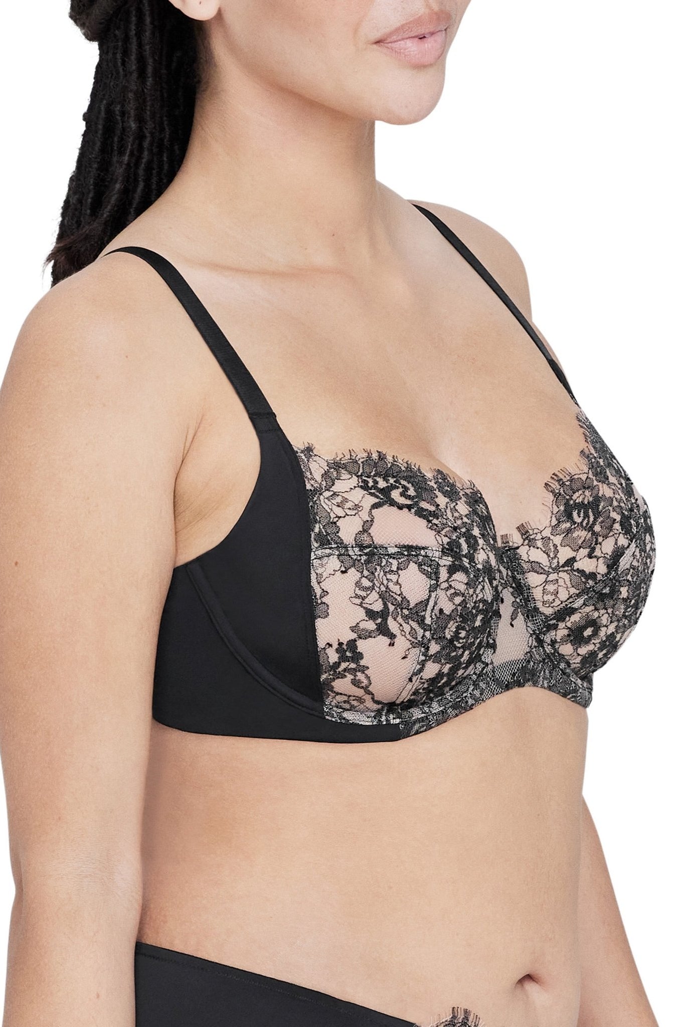 Entice Lace Full Coverage Balconette Side Support Underwire Bra - Side Support - Skarlett Blue