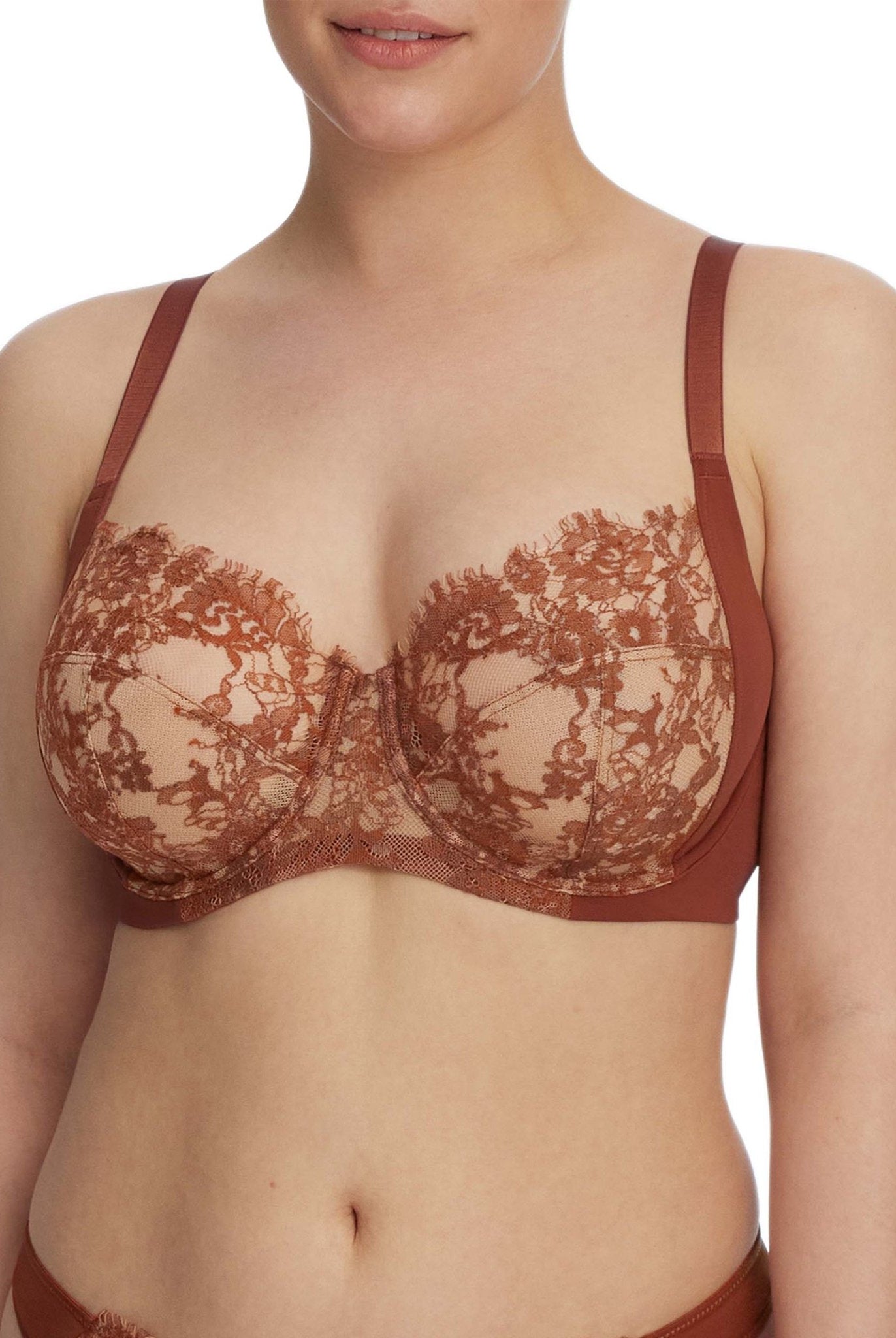 Entice Lace Full Coverage Balconette Side Support Underwire Bra - Side Support - Skarlett Blue