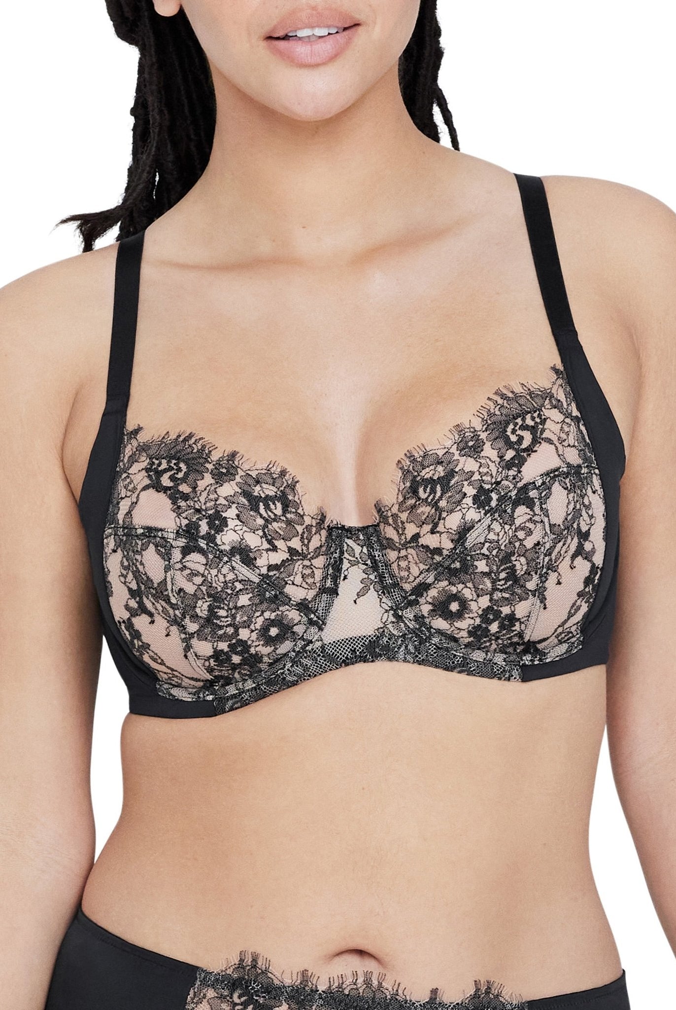 Entice Lace Full Coverage Balconette Side Support Underwire Bra - Side Support - Skarlett Blue