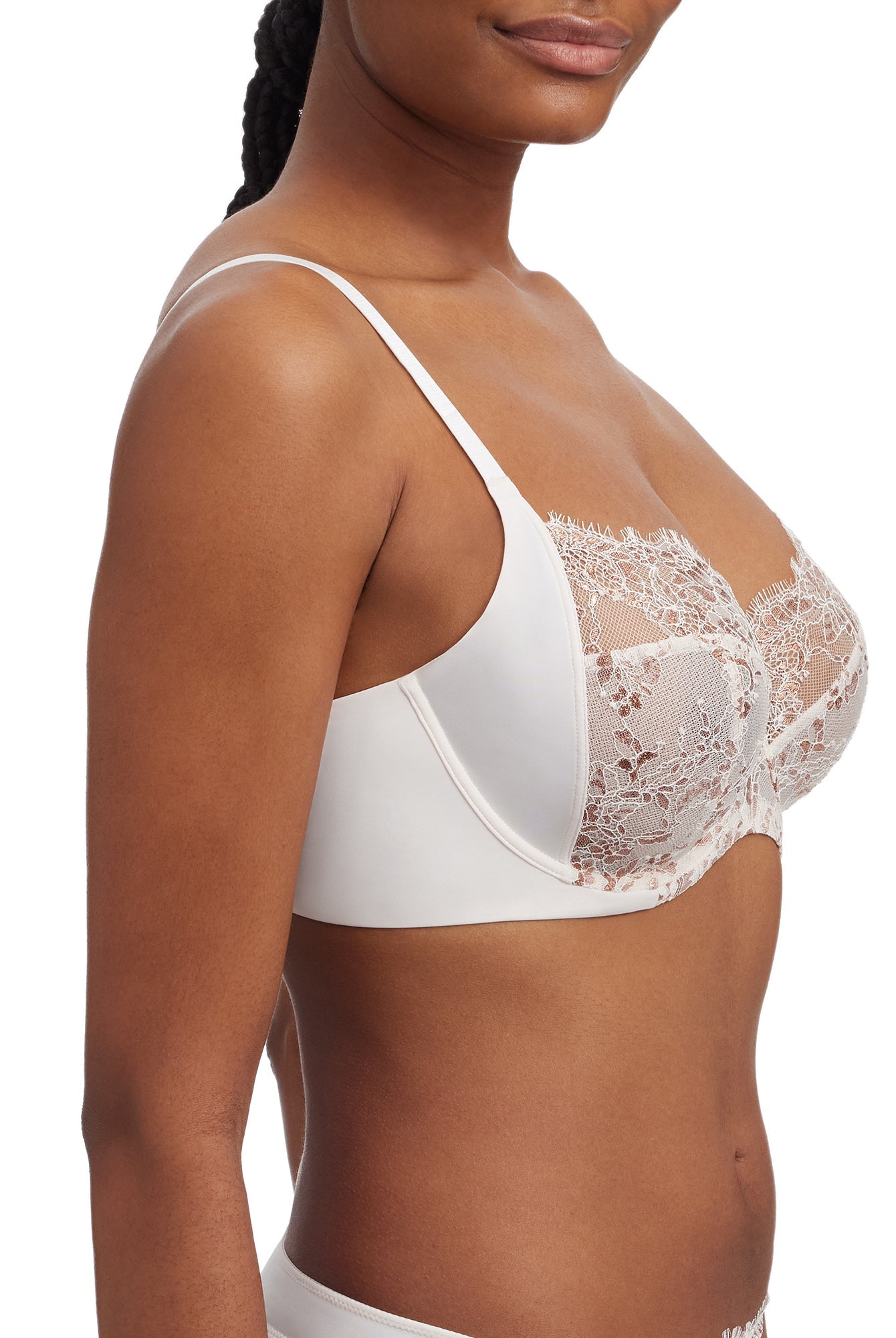 Entice Lace Full Coverage Side Support Underwire Bra - Side Support - Skarlett Blue