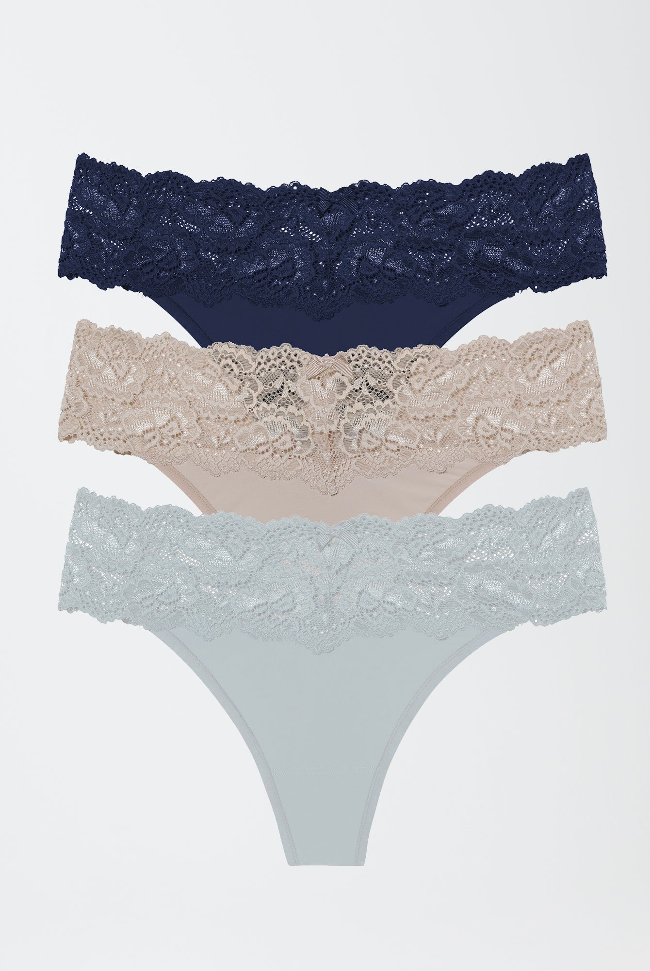 Goddess Lace Trim Thong 3 Pack - Thong - Skarlett Blue