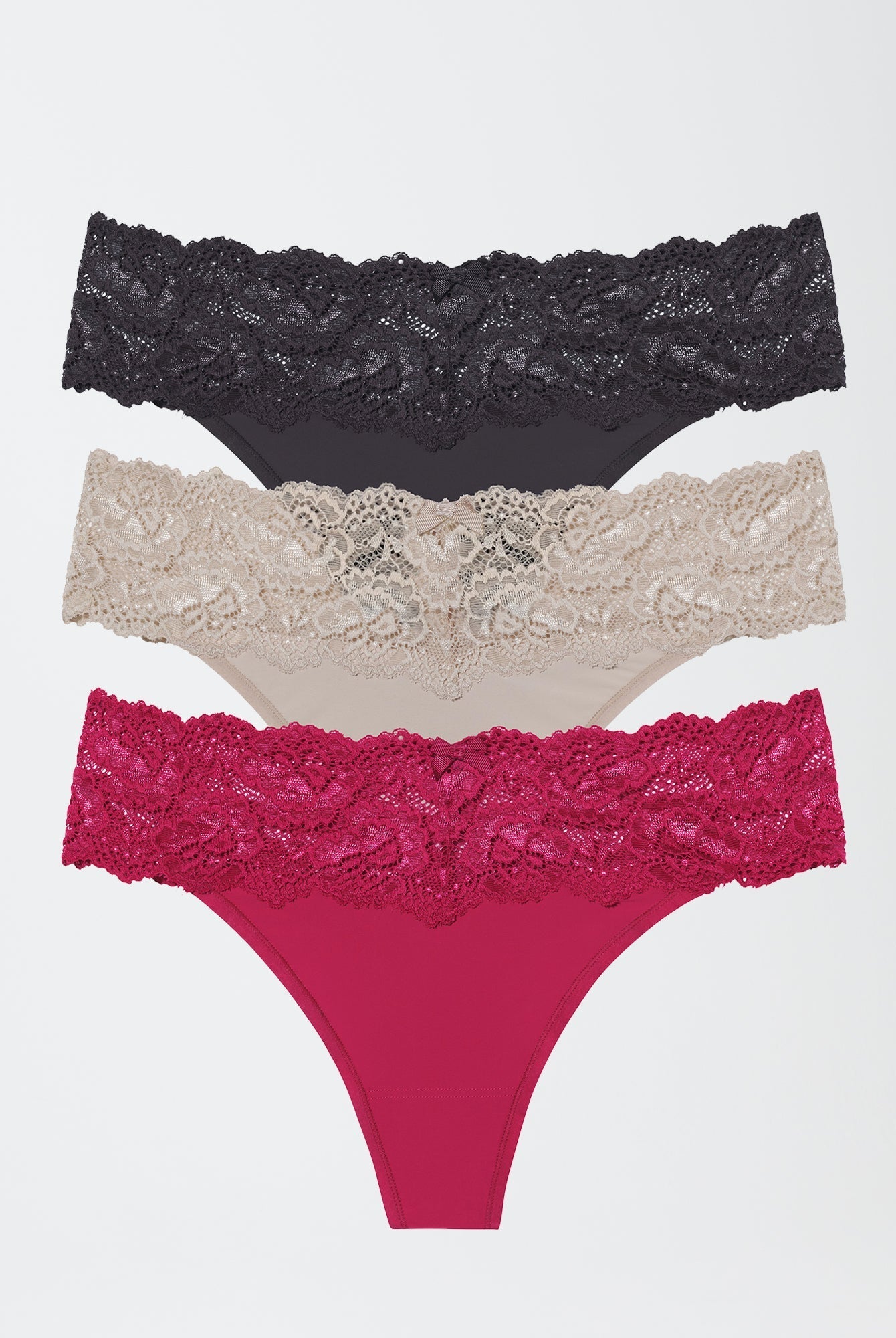 Goddess Lace Trim Thong 3 - Pack - Thong - Skarlett Blue