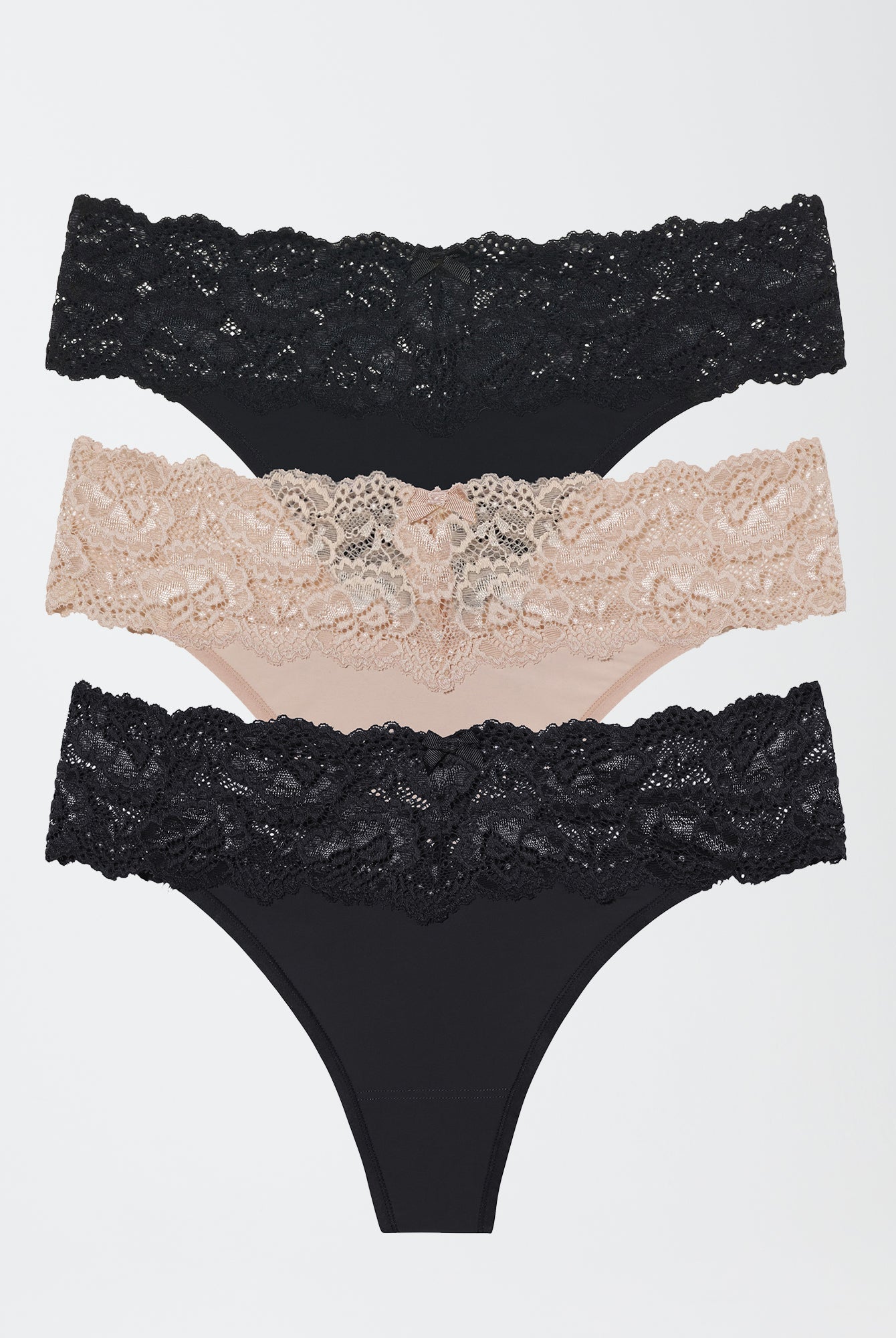 Goddess Lace Trim Thong 3 - Pack - Thong - Skarlett Blue