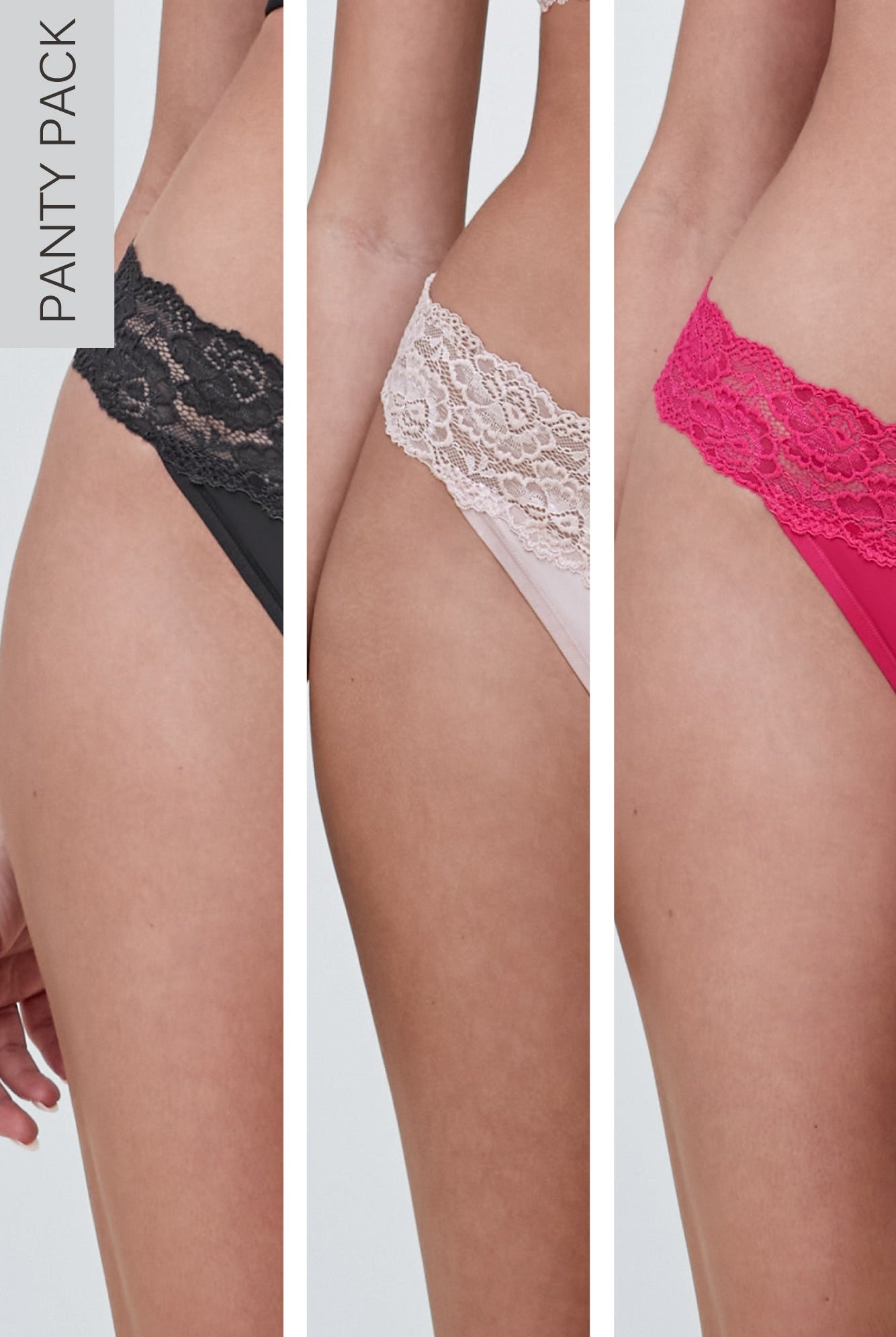 Goddess Lace Trim Thong 3 - Pack - Thong - Skarlett Blue