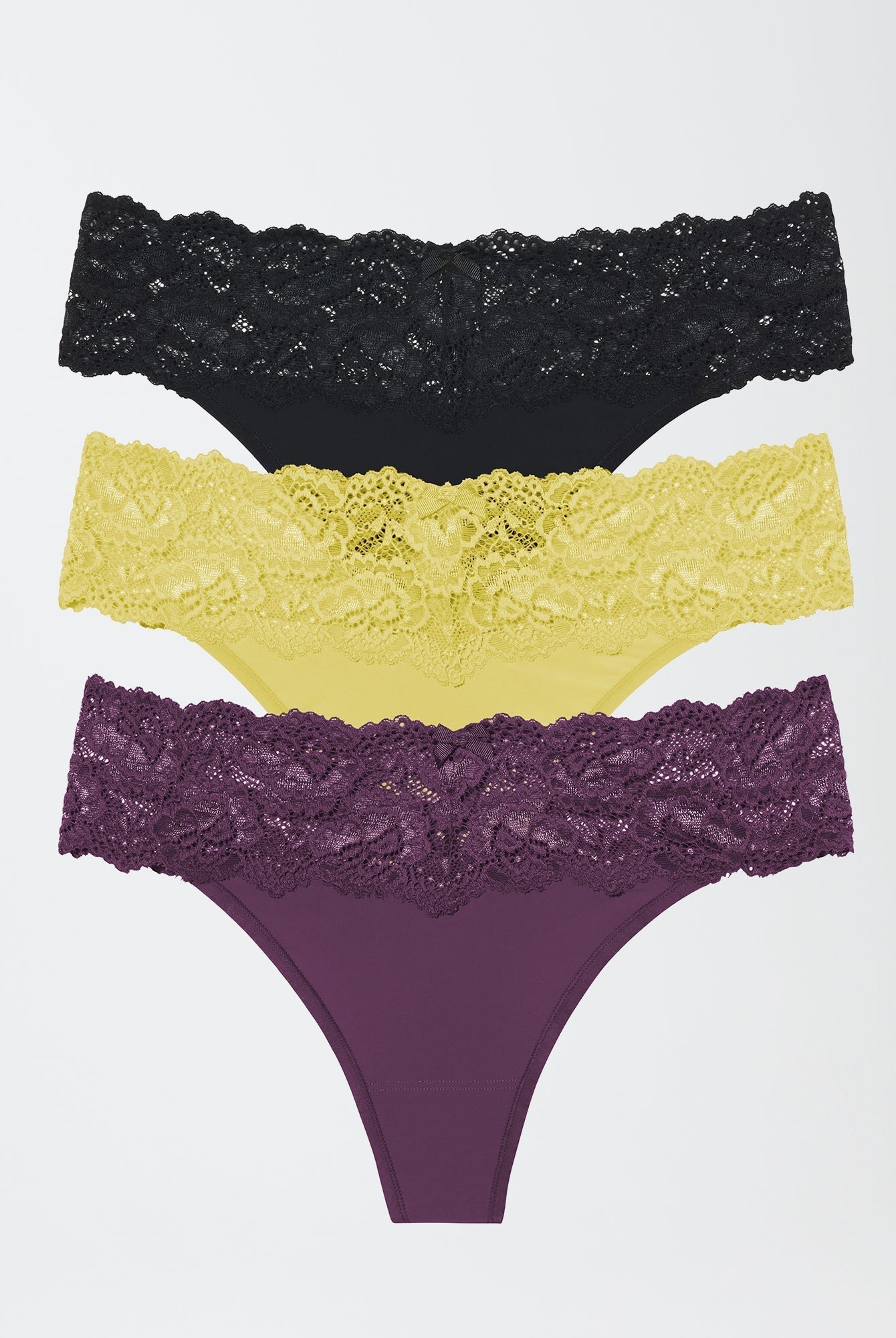 Goddess Lace Trim Thong 3 - Pack - Thong - Skarlett Blue