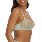 unlinedbra with underwire and balconette lace cups side view