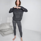 Cozy Cotton Silk Pocket Henley - #Drifting Charcoal
