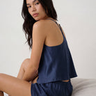 Lunya Pajamas - WASHABLE SILK BIAS CAMI SHORT SET #deep blue
