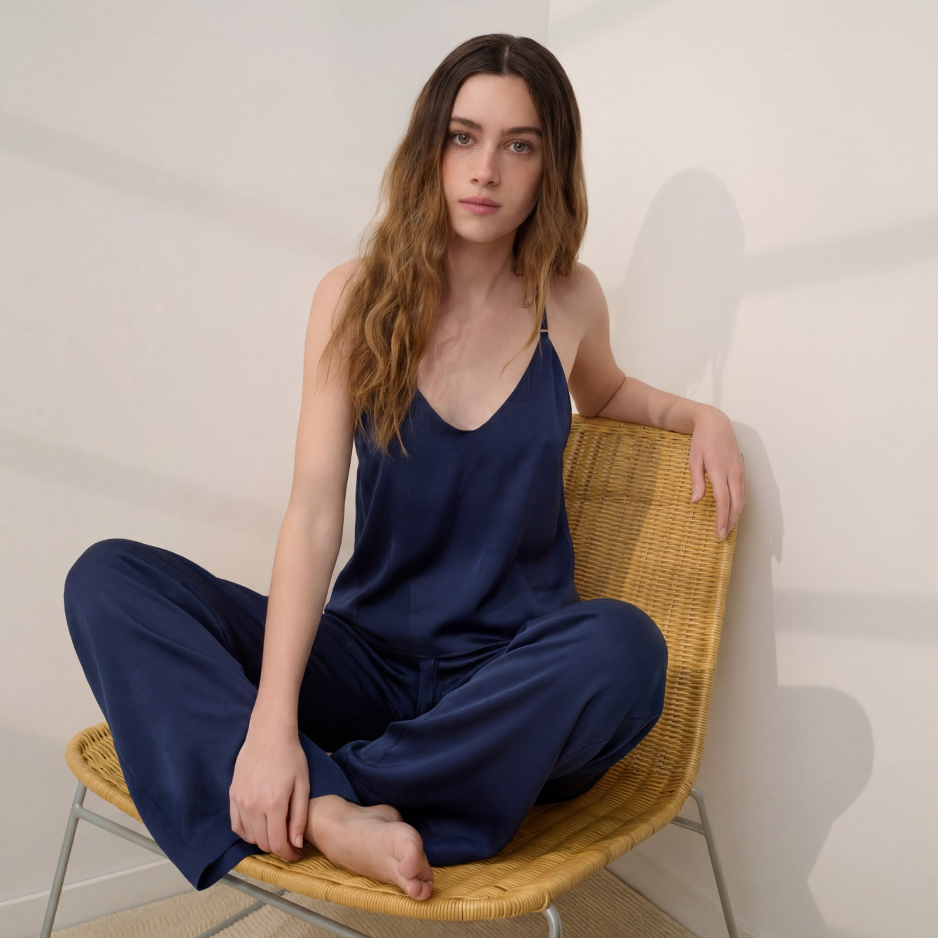 Lunya Pajamas - WASHABLE SILK BIAS CAMI PANT SET #DEEP BLUE
