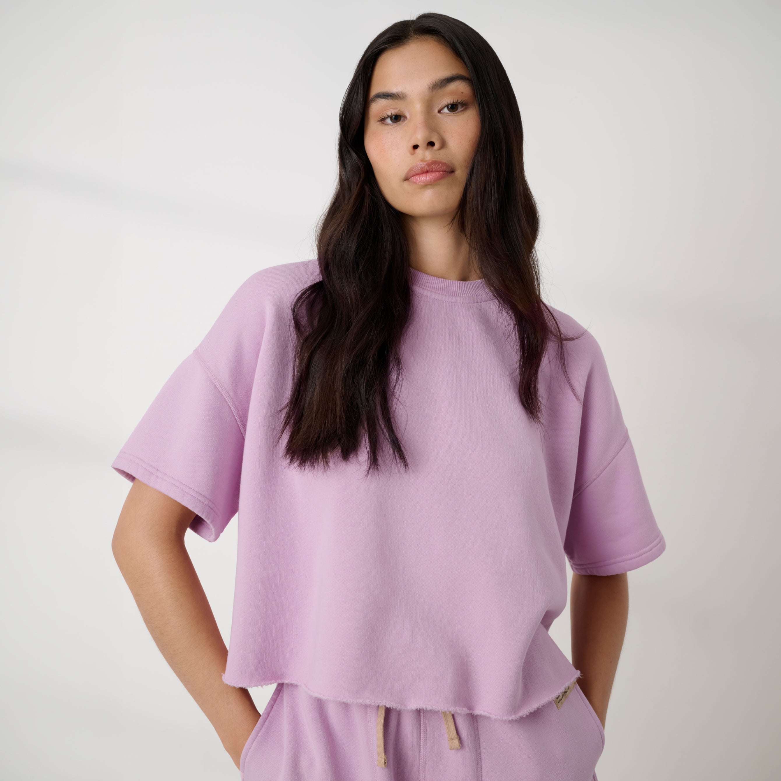 Lunya loungewear - SILKSWEATS™ MIDWEIGHT REVERSIBLE SHORT SLEEVE #BLUSHED LAVENDER