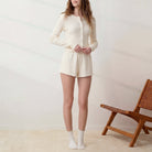 Lunya Loungewear - POINTELLE CREW NECK CARDIGAN - #BUTTERCREAM