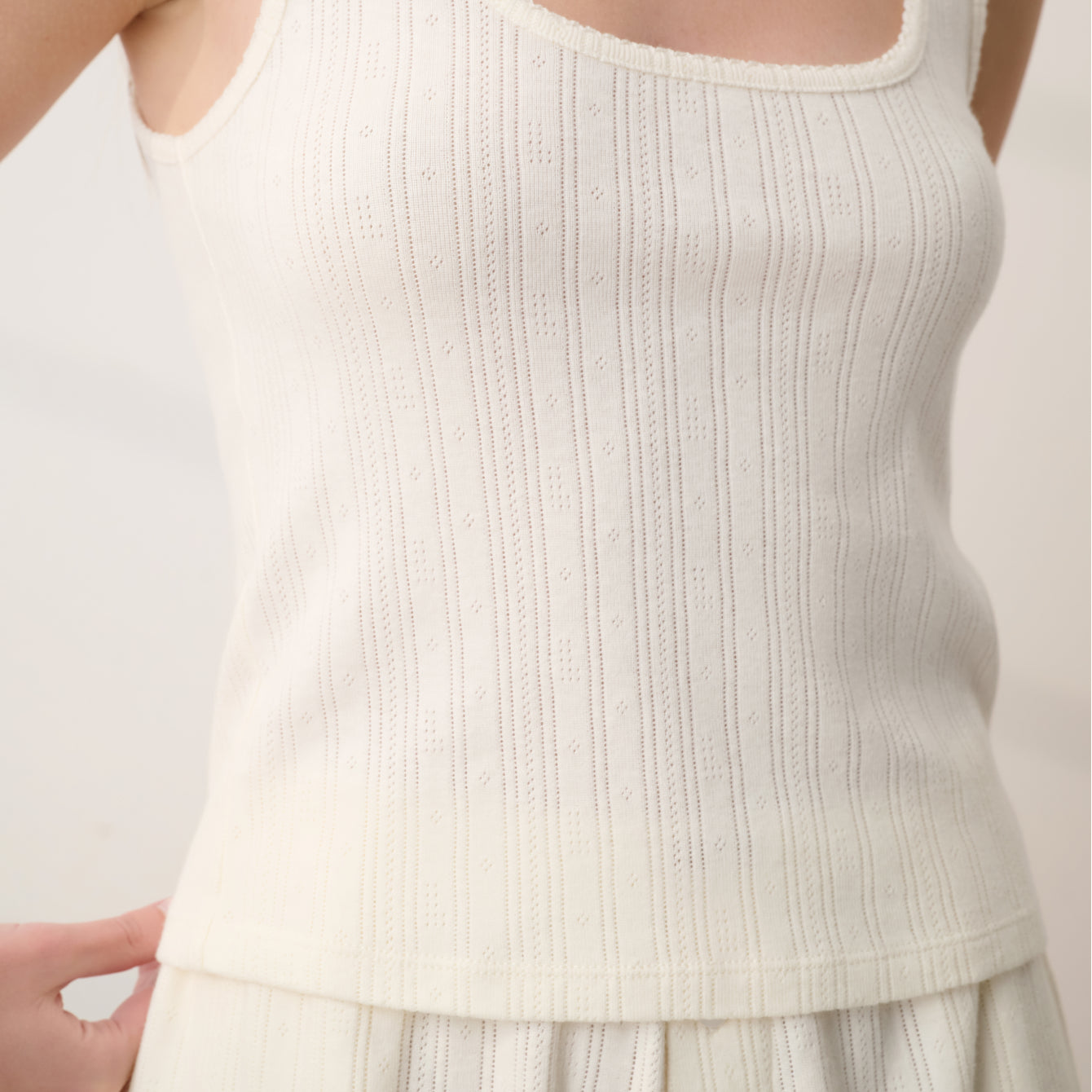 Lunya Loungewear - POINTELLE SCOOP NECK TANK #BUTTERCREAM
