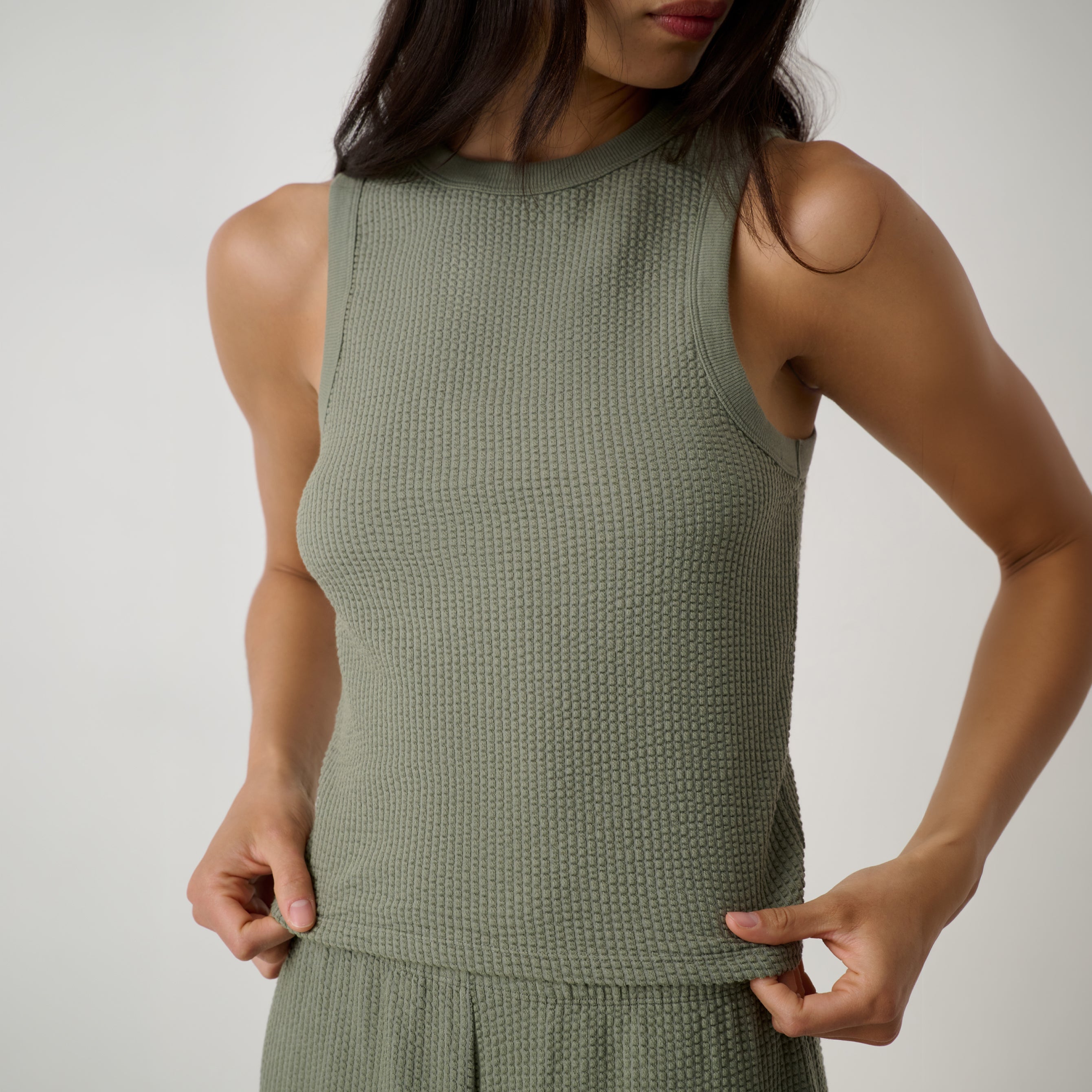 Lunya Pajamas - Organic Cotton Seersucker Tank #Fresh Herb