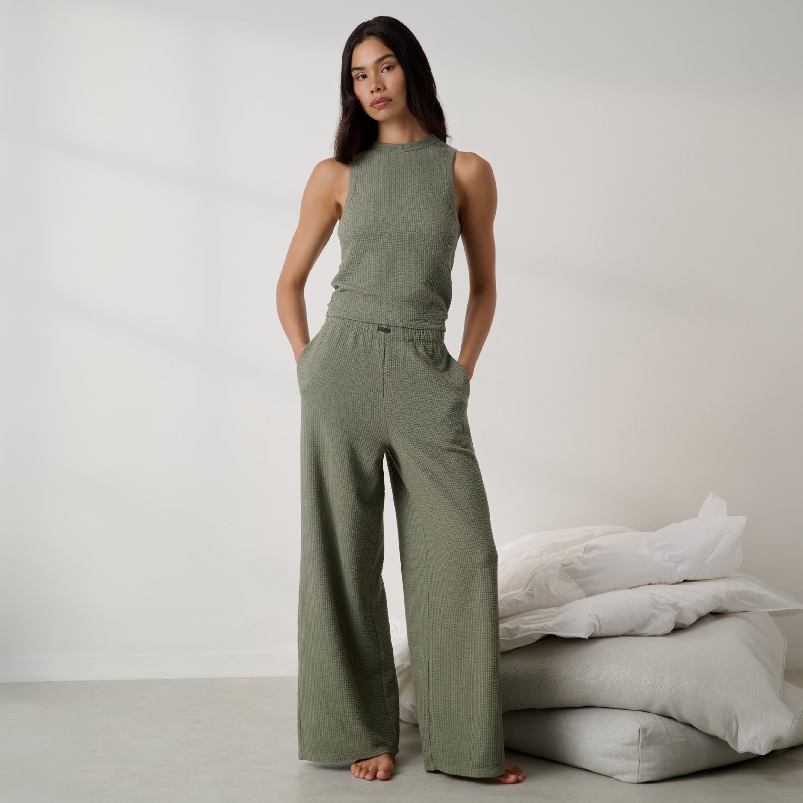 Lunya Pajamas - Organic Cotton Seersucker Pant #Fresh Herb