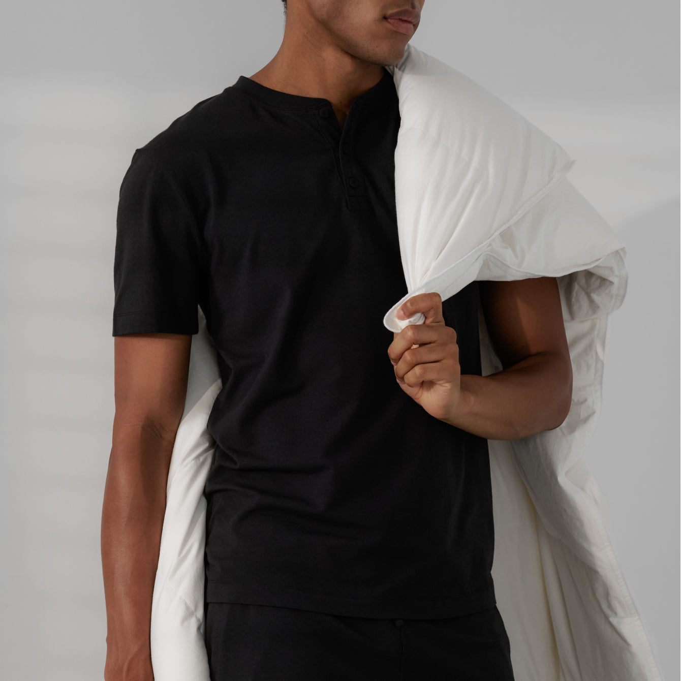 Lunya Pajamas Men's Slumberknit™ Henley Tee - #Immersed Black