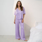 Lunya Pajamas - WASHABLE SILK CROSSOVER PANT SET #Morning Wisteria