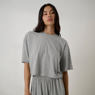 Lunya loungewear - Organic Pima Cropped Easy Tee - #Storm Grey Heather