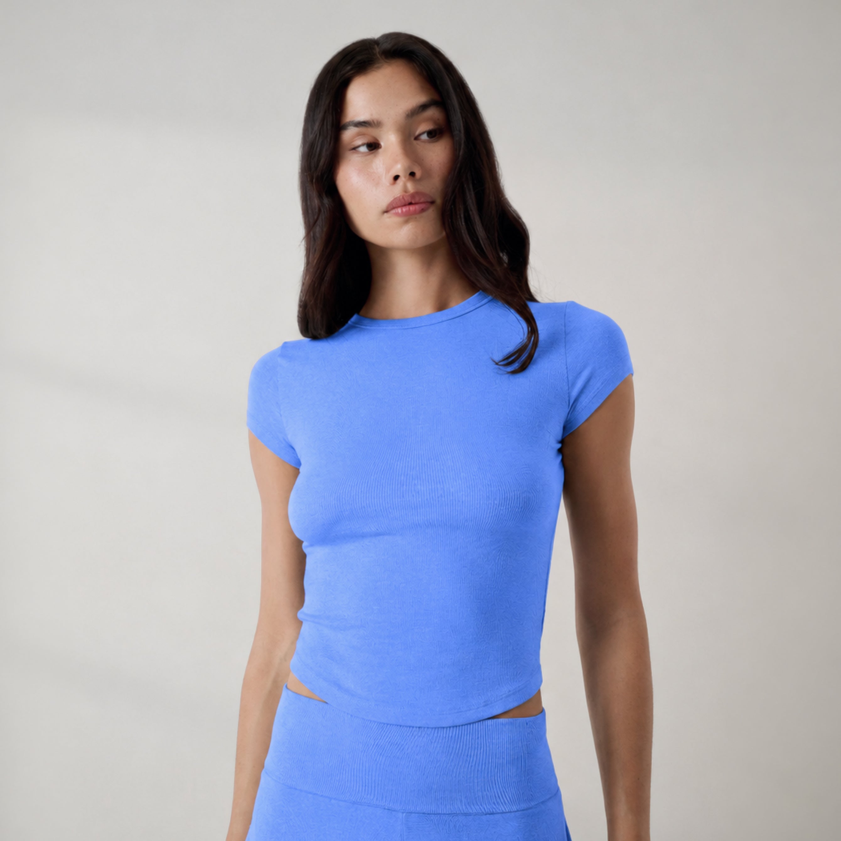 Lunya Pajamas - Soft Modal Curved Hem Tee #Current Blue