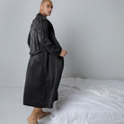 Men's Washable Silk Robe - #Immersed Black