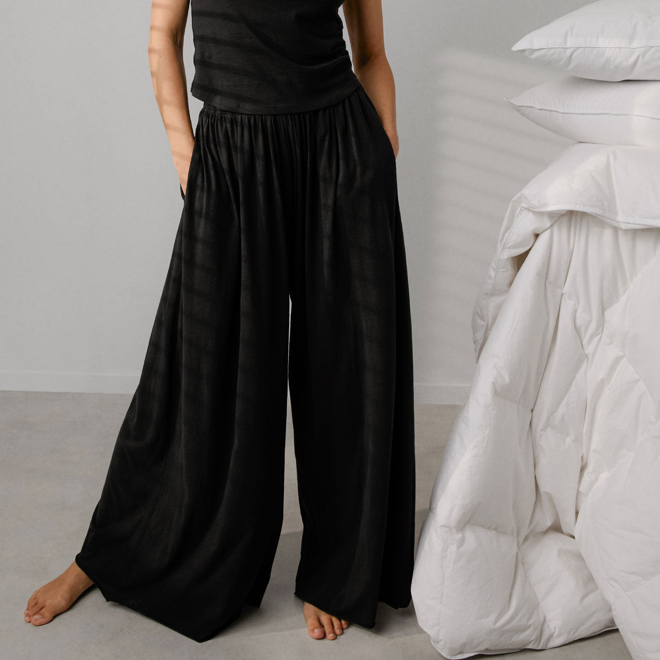 Lunya Organic Pima Wide Leg Pant - #Immersed Black