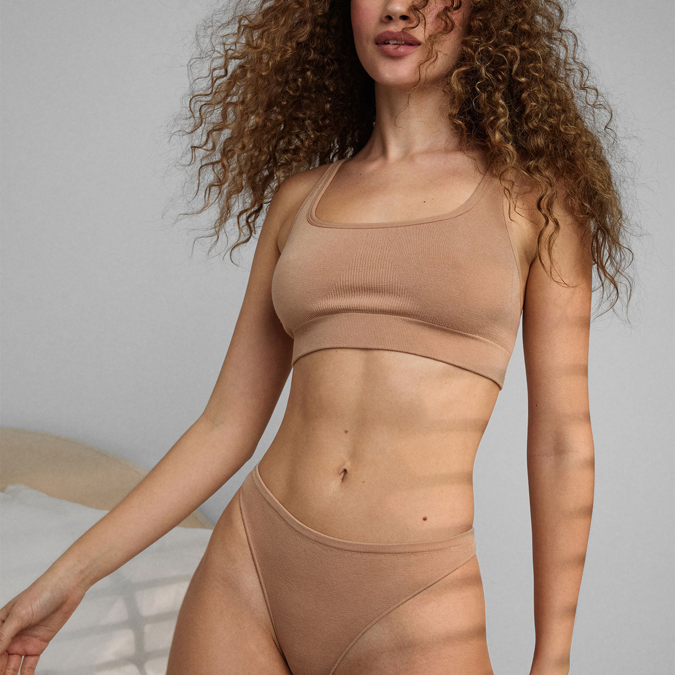 Lunya Intimates Seamless Modal High Cut Thong - #Hushed Tan
