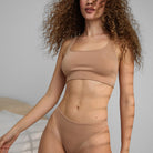 Lunya Intimates Seamless Modal High Cut Thong - #Hushed Tan