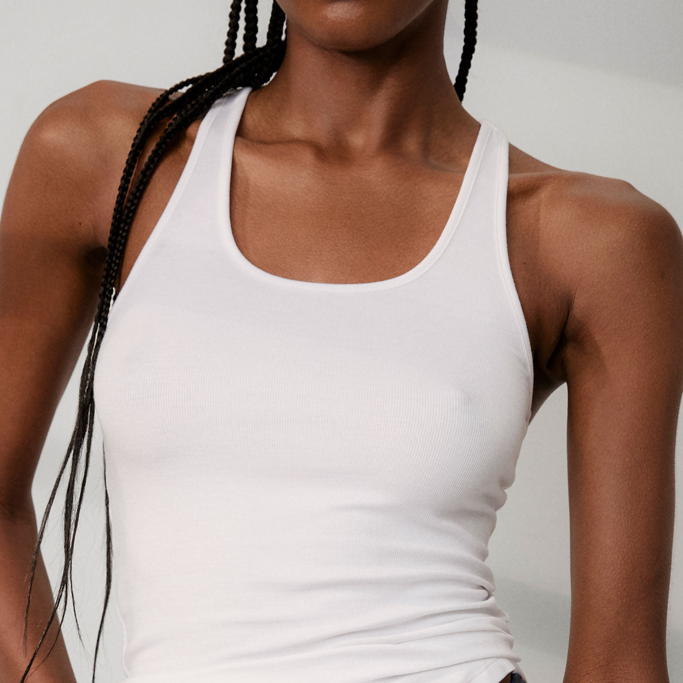 Lunya Pajamas Soft Modal Rib Curved Hem Tank - #Sincere White