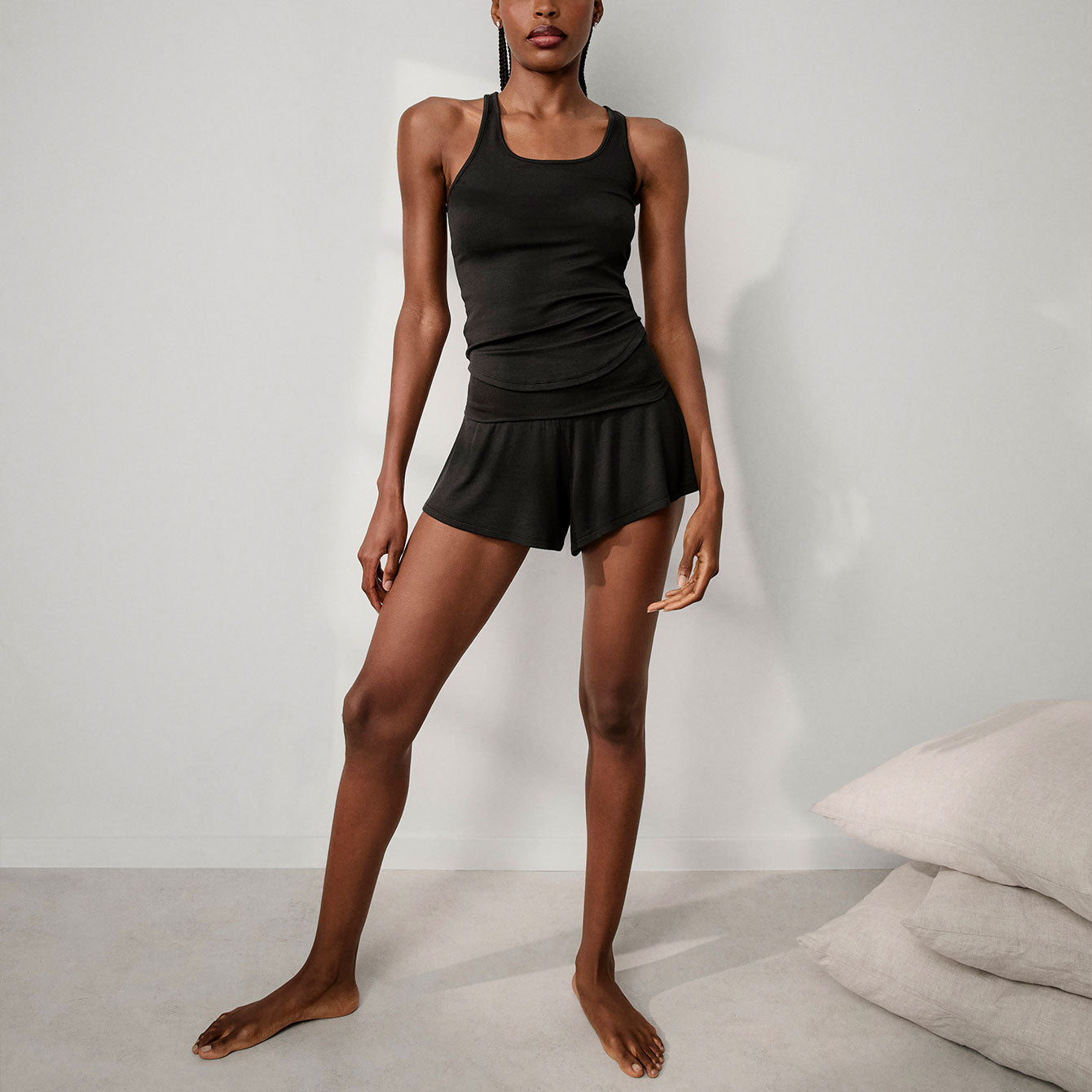 Lunya Soft Modal Rib Fold Over Short - #Immersed Black