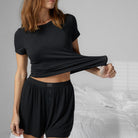Soft Modal Rib Tee Short Set - #Immersed Black