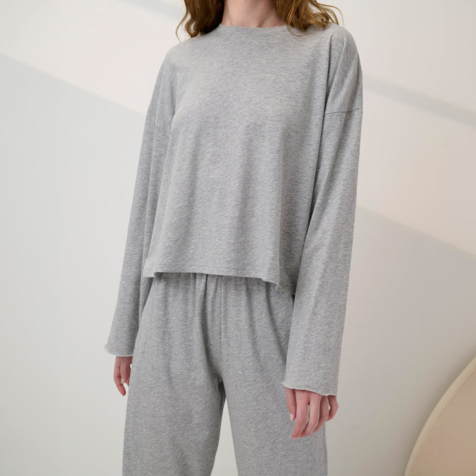 Lunya Pajamas - ORGANIC PIMA WIDE SLEEVE TEE #Storm Grey Heather