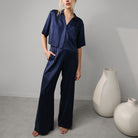 Lunya Washable Silk High Rise Pant Set - #Deep Blue