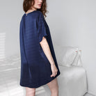 Washable Silk Oversized Sleep Tee - #Deep Blue