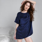 Washable Silk Oversized Sleep Tee - #Deep Blue