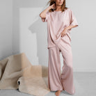 Washable Silk Tee Pant Set - #Delicate Pink