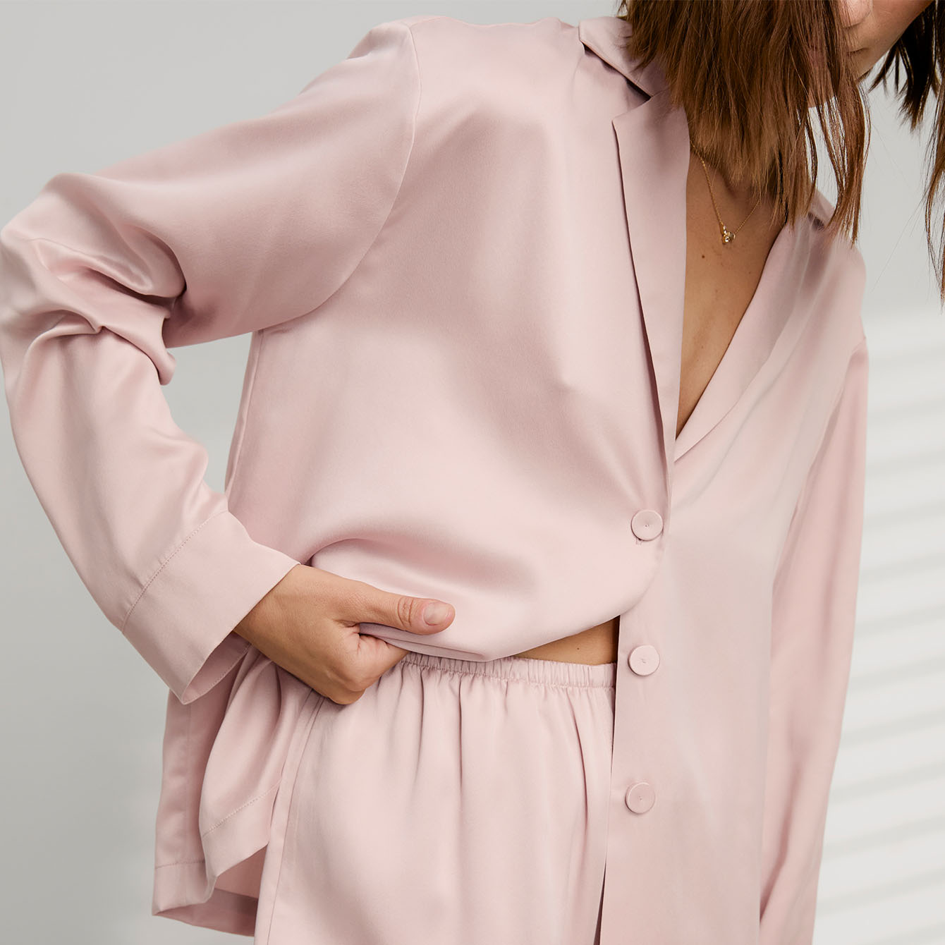 Lunya Pajamas Washable Silk Long Sleeve Pant Set - #Delicate Pink
