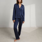 Lunya Loungewear Washable Silk Long Sleeve Pant Set - #Deep Blue