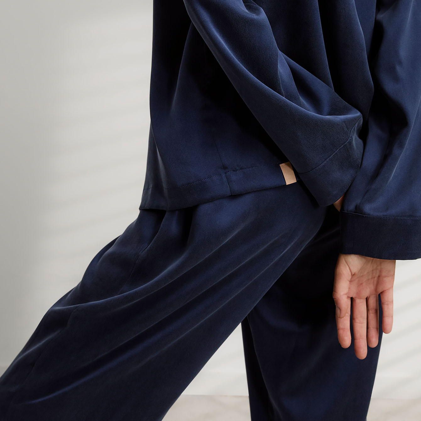 Lunya Loungewear Washable Silk Long Sleeve Pant Set - #Deep Blue