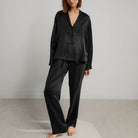 Lunya Pajamas - Washable Silk Long Sleeve Pant Set - #Immersed Black