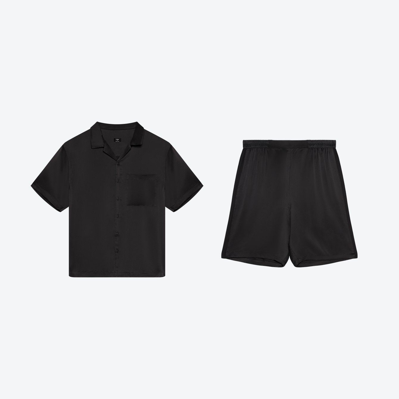 Lunya Men's Washable Silk Button Up Short Set - #Immersed Black