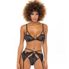 Constance Bra With Matching Garter And Crotchless Panty - Bra Set - Oh La La Cheri