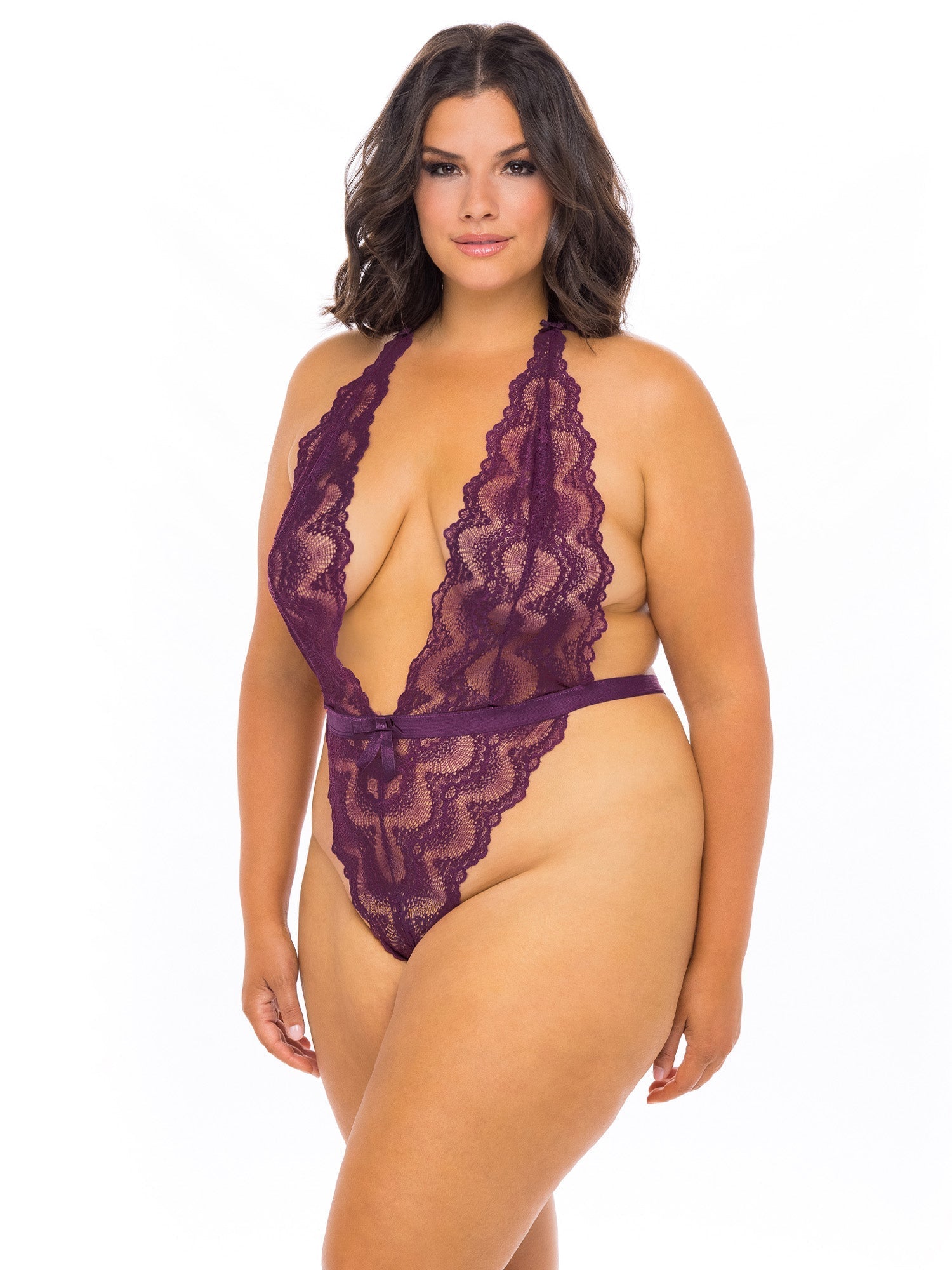 Curvy Alessa Super Plunge Lacy Teddy - Teddy - Oh La La Cheri