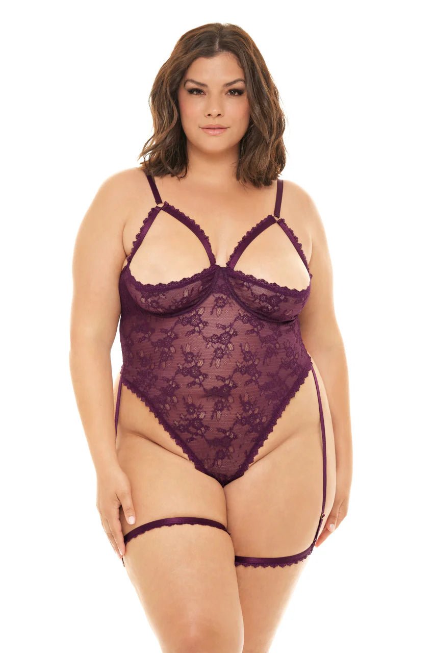 Curvy Elayne Open Cup Teddy - Teddy - Oh La La Cheri