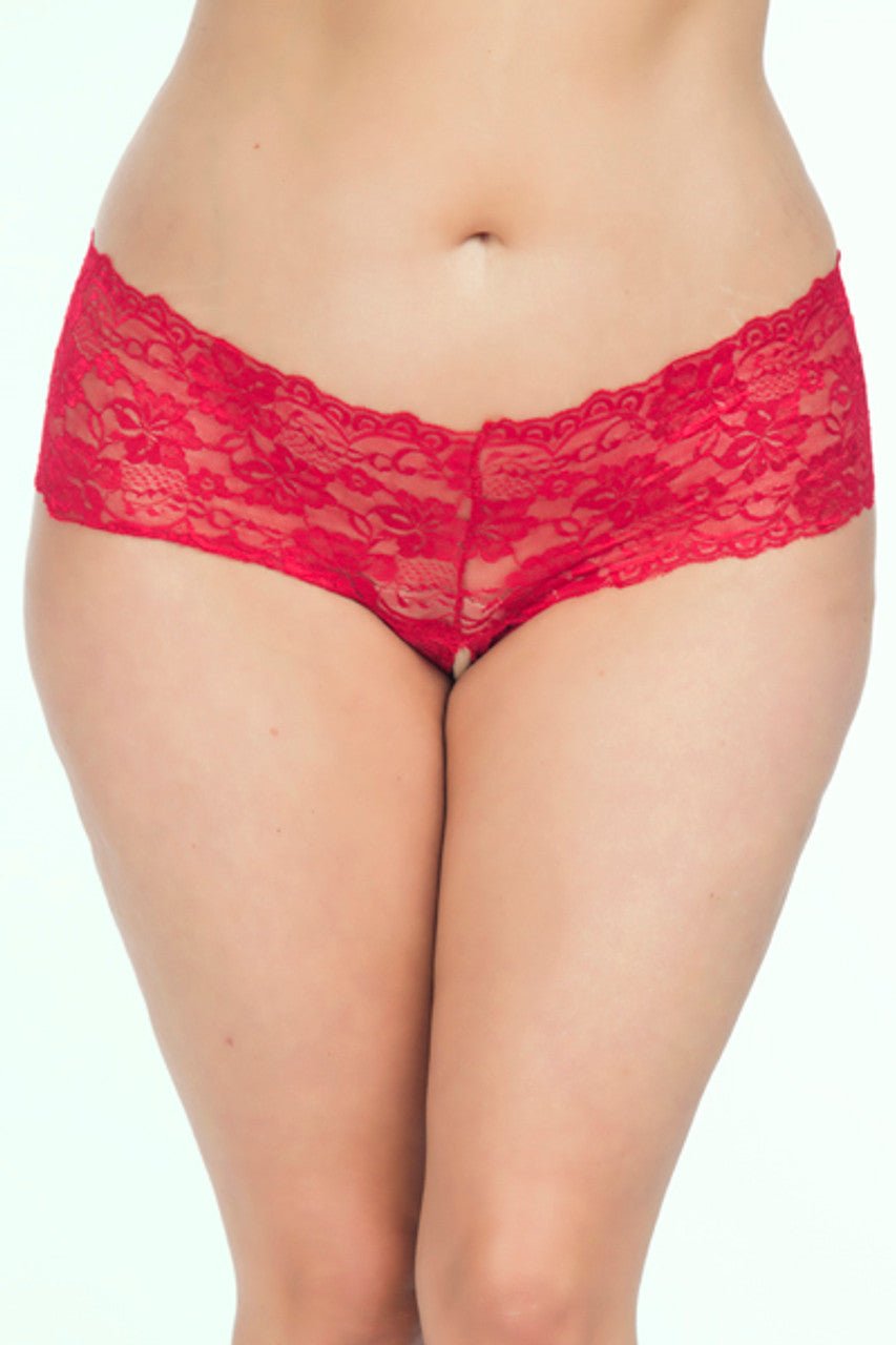 Curvy Good Night Kiss Crotchless Boyshort - Boyshort - Oh La La Cheri